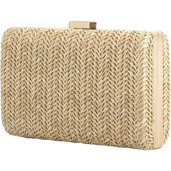 Light Yellow Summer Straw Clutch Bag for Women Raffia Woven Evening Party Bag